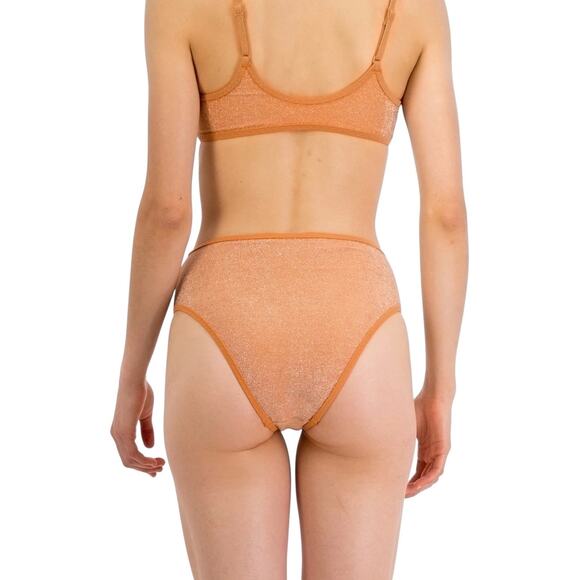 NWT! Aerie Shine 90s High Cut Cheeky Bikini Swim Bottom in Bronze - Size Small - Picture 2 of 5
